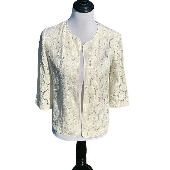 Joan Rivers Blazer Cover Up Jacket Women Size 6 Embroidered Floral Fairycore - Picture 1 of 10